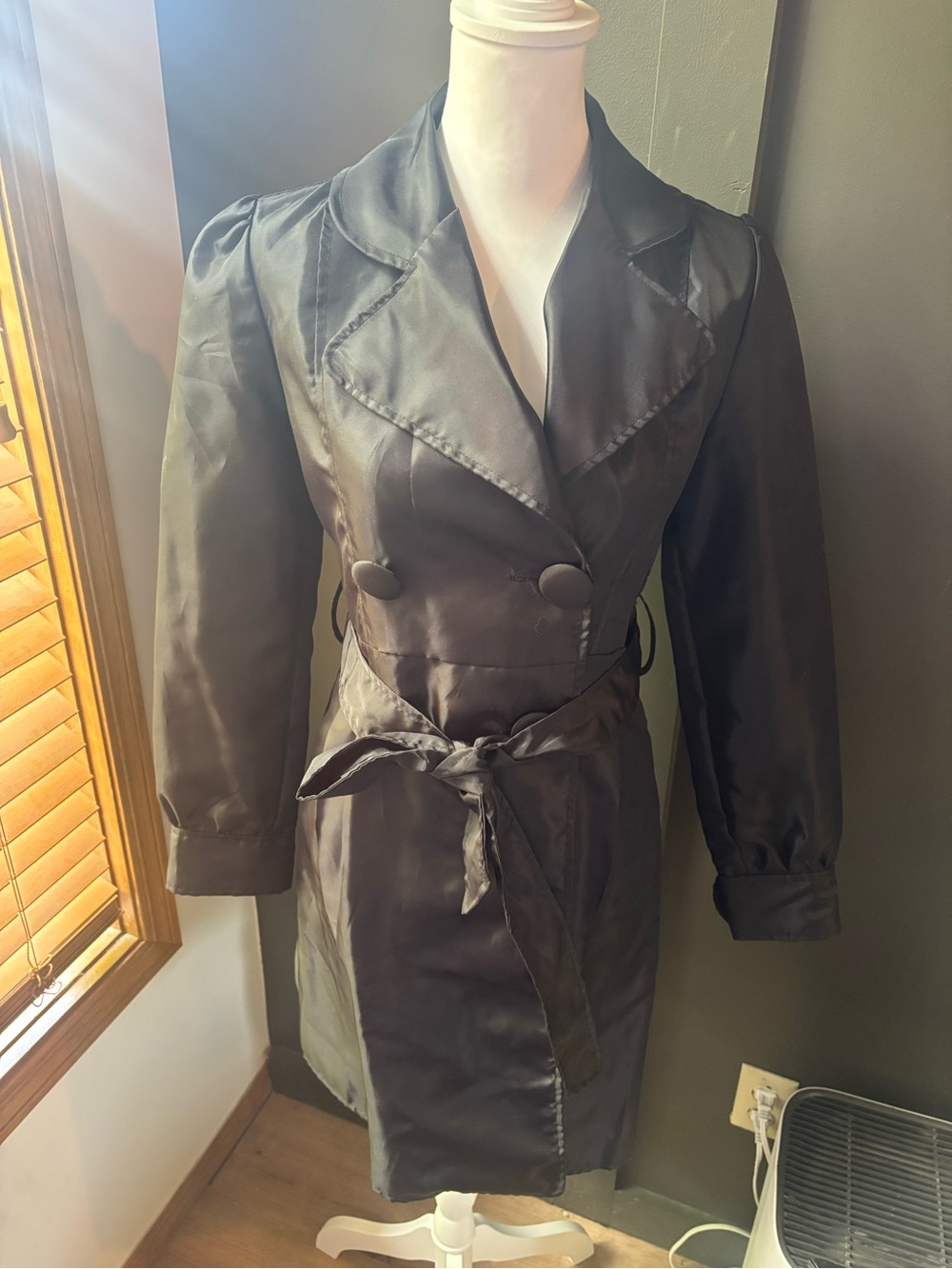Wet Seal Y2K Black Belted Trench Coat Mall Goth Medium
